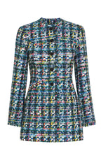 Long Jacket in Dark Multi-Coloured Tweed - Serena