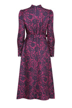 Cleo Dress in Navy/Wine Rose Print