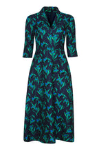 Naomi Dress in Navy/Green Iris Print