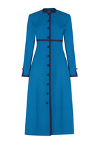 Sienna Coat in Petrol Wool Faille