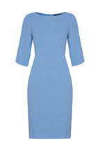 Angela Dress in China Blue Double Wool Crepe