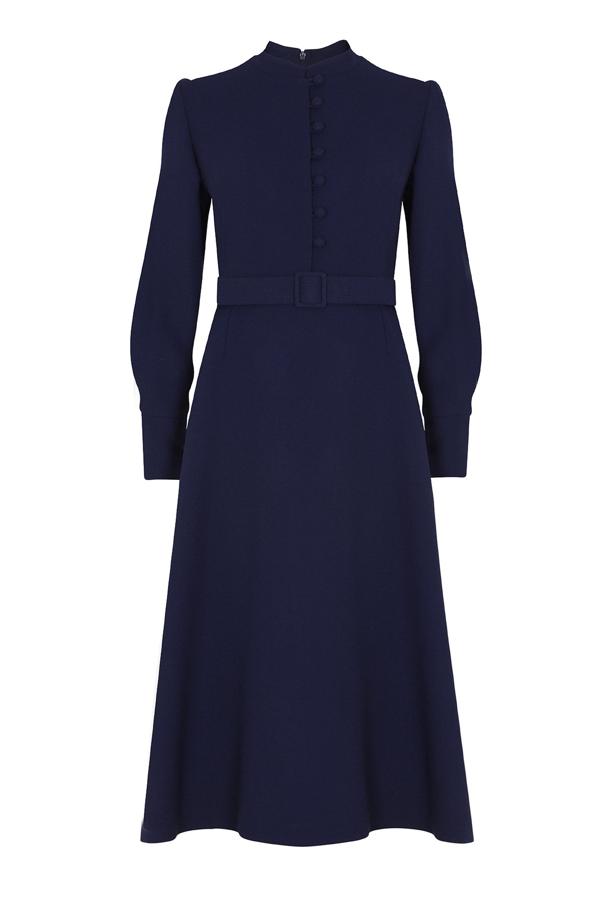 Cleo Dress in Navy Wool Crepe
