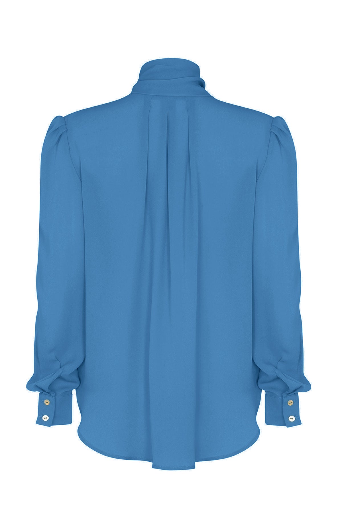 Denisa Blouse in Rackley Blue Silk Double Georgette