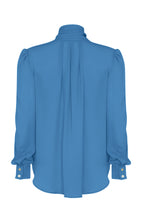 Denisa Blouse in Rackley Blue Silk Double Georgette