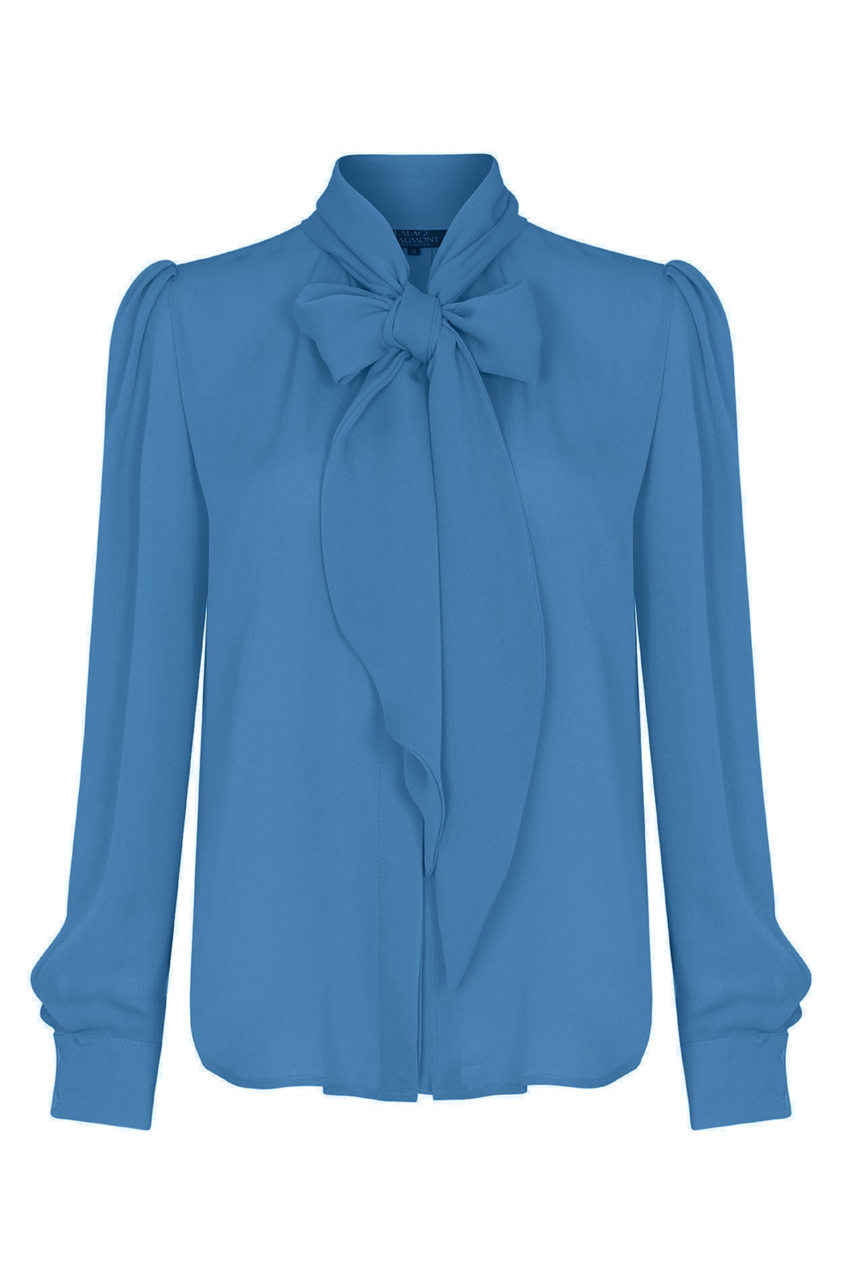 Denisa Blouse in Rackley Blue Silk Double Georgette