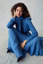 Christabel Skirt in Rackley Blue Silk Double Georgette