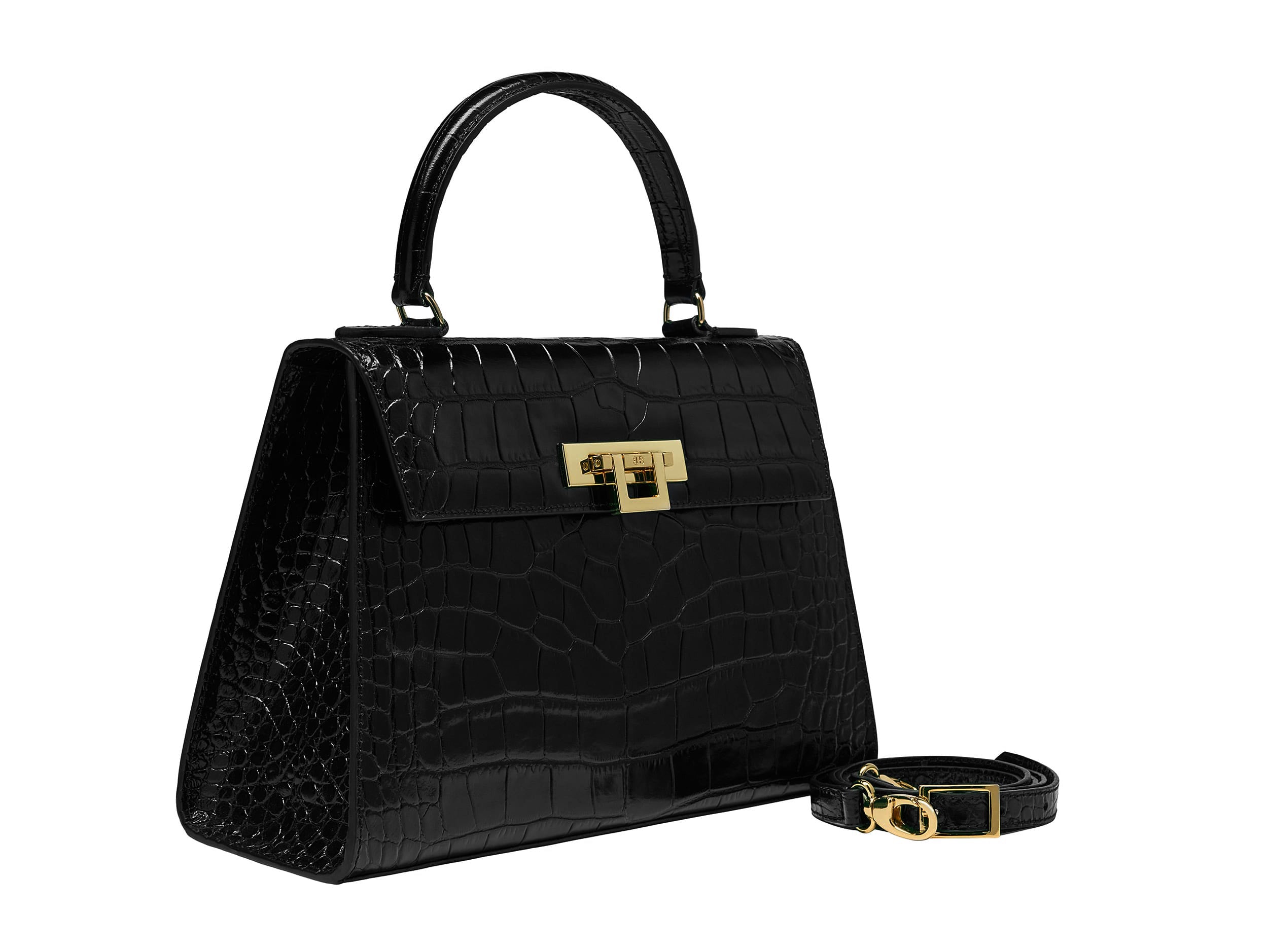 Black croc print bag online