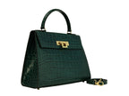 Fonteyn Large Orinoco 'Croc' Print Calf Leather Handbag - Dark Green