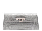 Fonteyn Clutch Orinoco 'Croc' Print Calf Leather Handbag - Silver