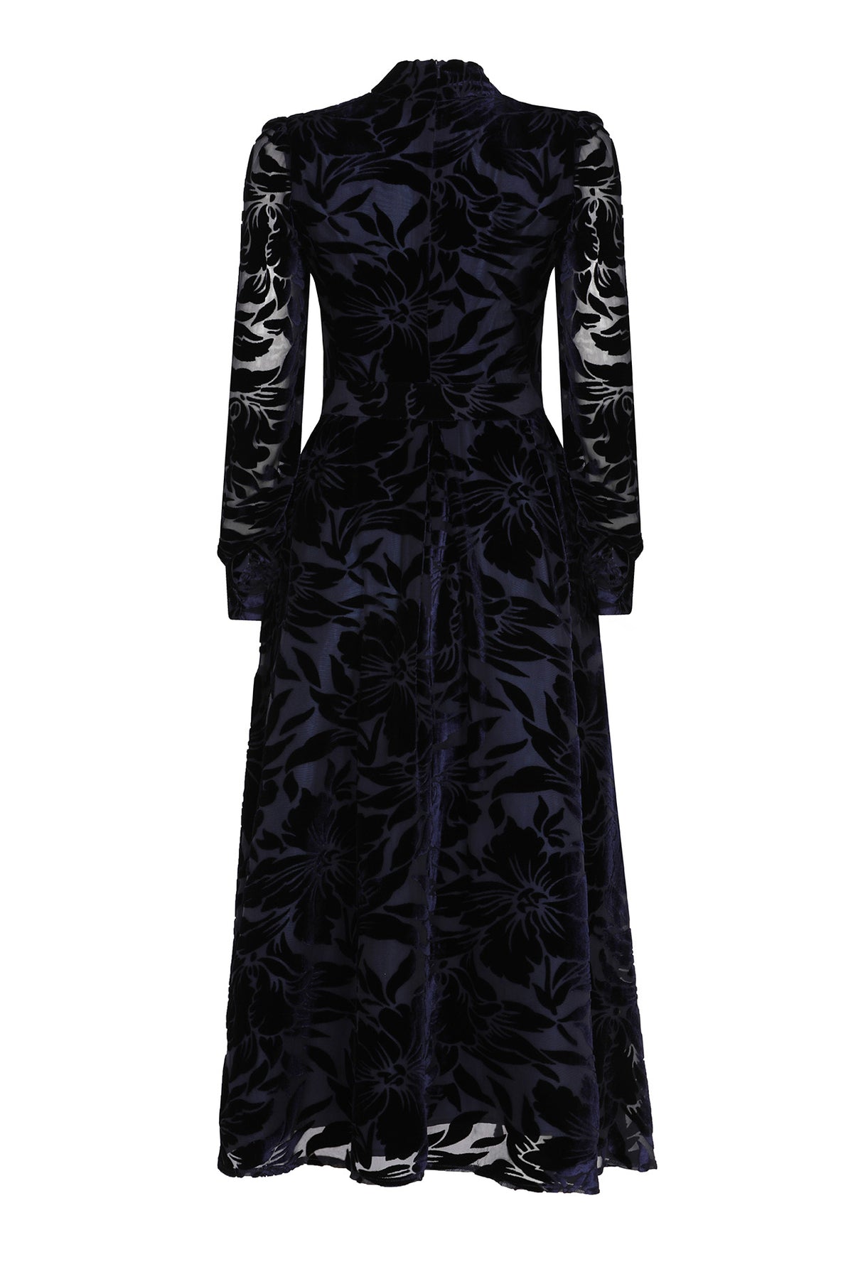 Gaie Dress in Navy Velvet Devoré