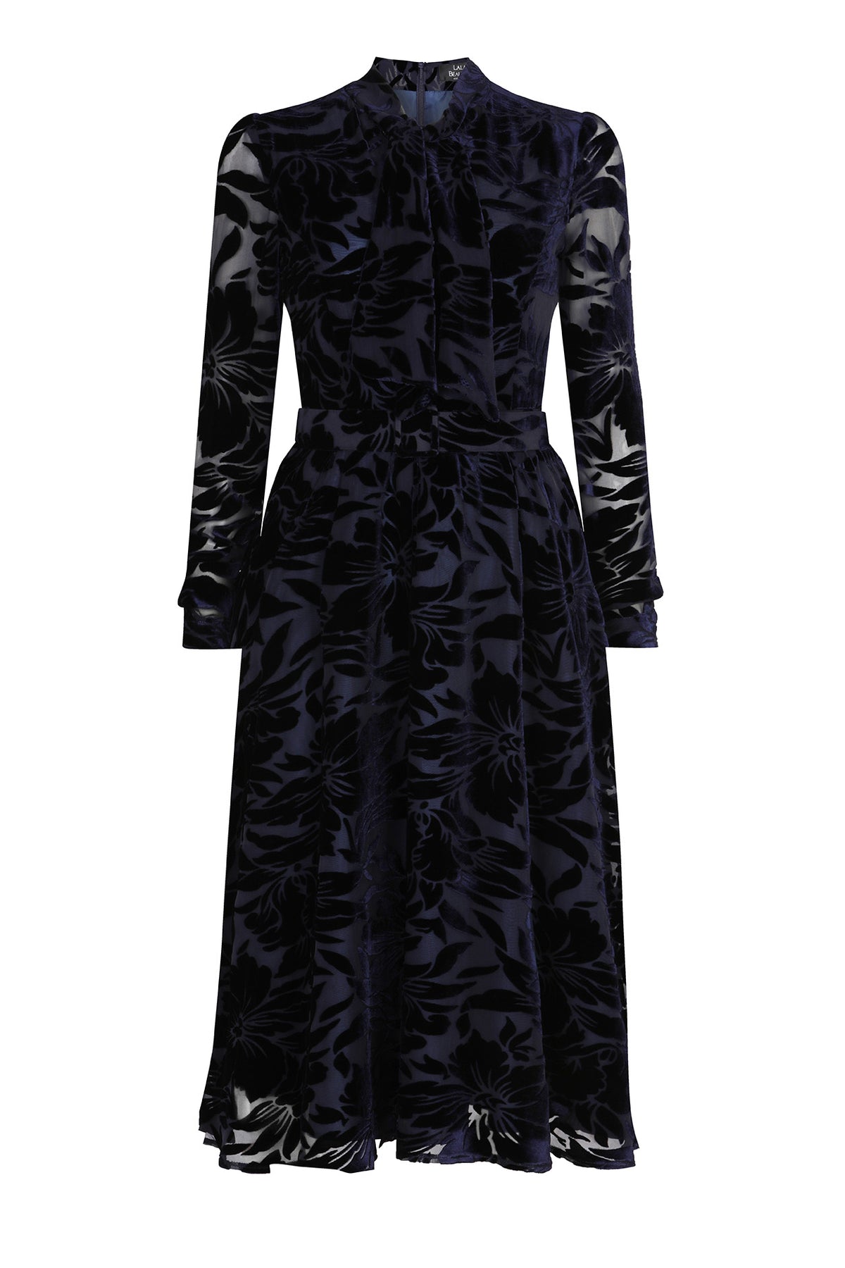 Gaie Dress in Navy Velvet Devoré