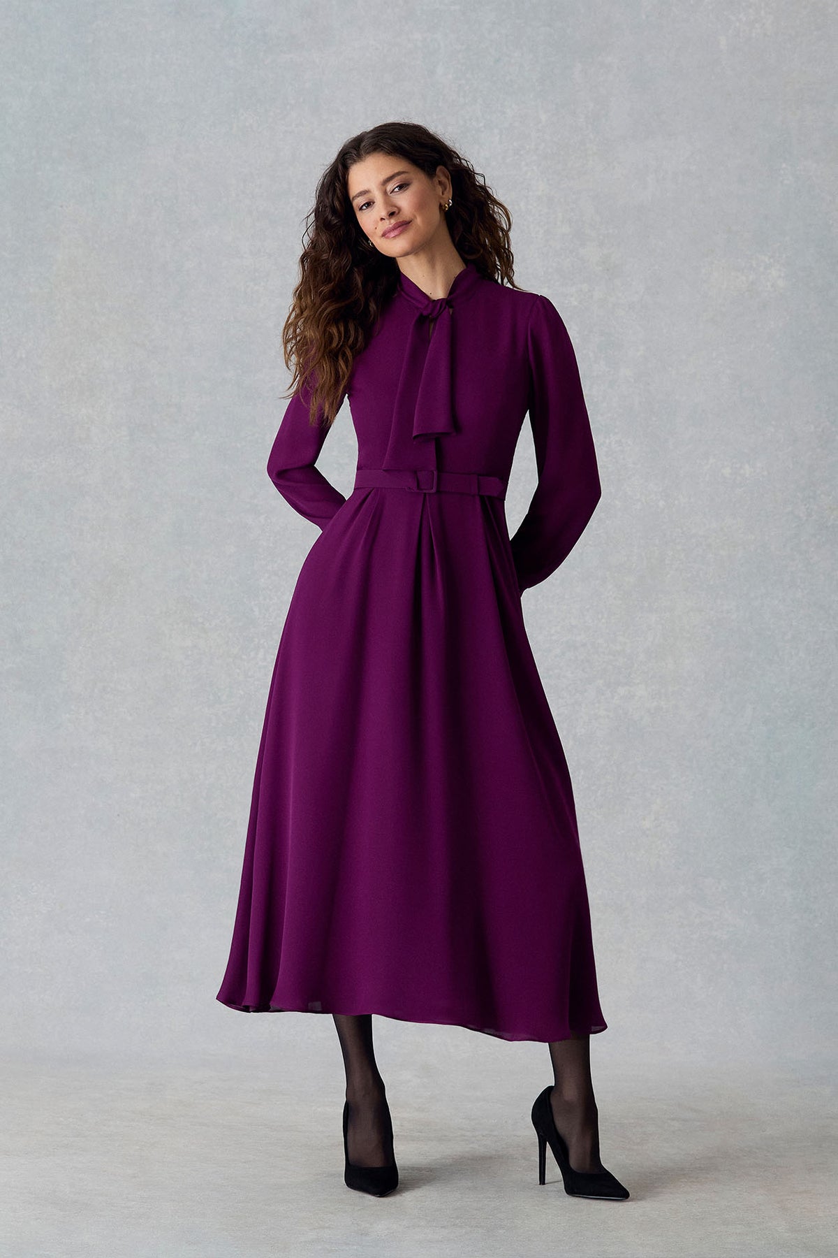 Gaie Dress in Orchid Silk Double Georgette