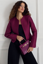 Ginny Jacket in Carmine Plain Brocade