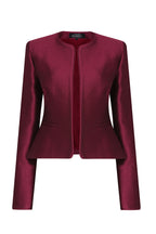 Ginny Jacket in Carmine Plain Brocade