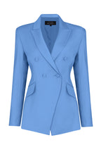 Imogen Jacket in China Blue Wool Faille