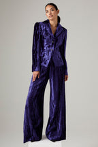 Palazzo Pants in Violet Crushed Velvet - Camille