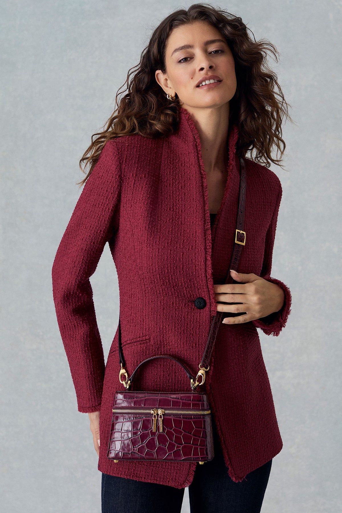 Isabelle Jacket in Dark Rose Boucle