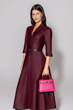 Naomi Dress in Burgundy Donegal Tweed