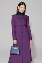 Sienna Coat in Aubergine Wool Faille