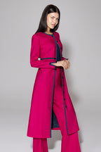 Sienna Coat in Magenta Wool Faille