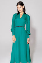 Sofia Dress in Mallard Green Silk