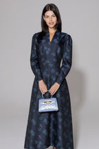 Sophie Dress in Navy/Sky Jacquard Flower