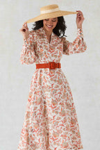 Sofia Dress in Coral Florentine Printed Silk
