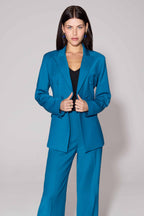 Imogen Jacket in Petrol Wool Faille