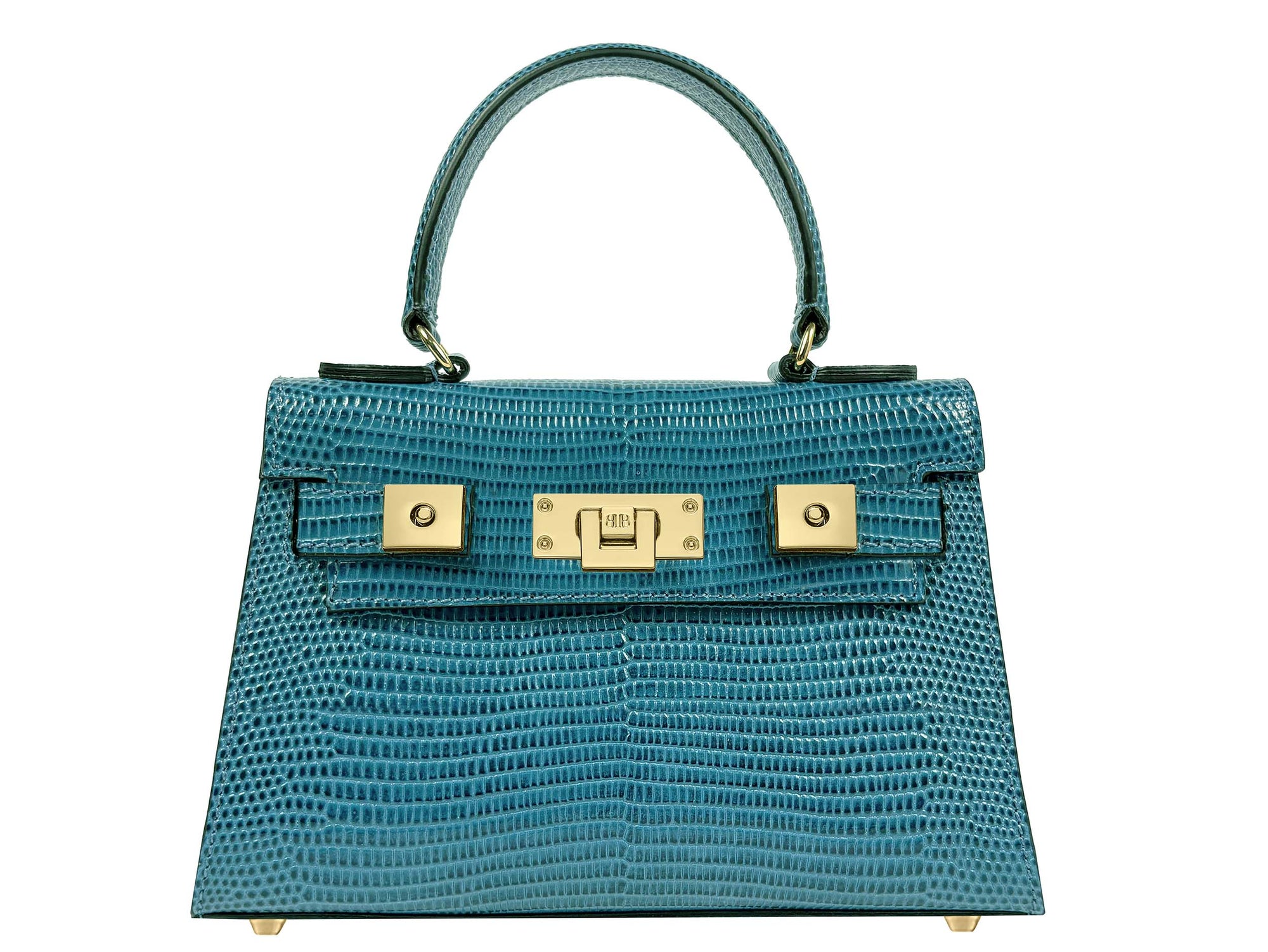 Lalage Beaumont Maya Mignon Galapagos teal with gold hardware