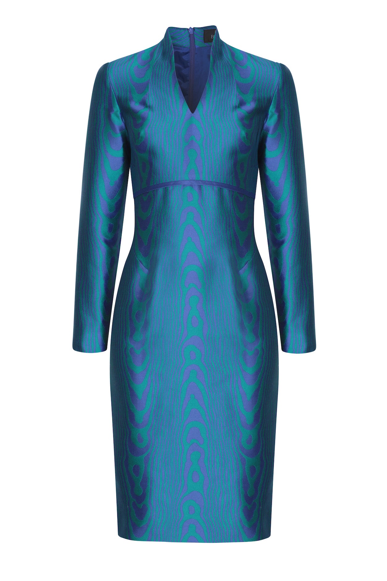 Moiré Silk Sateen Dress Royal Emerald Emma