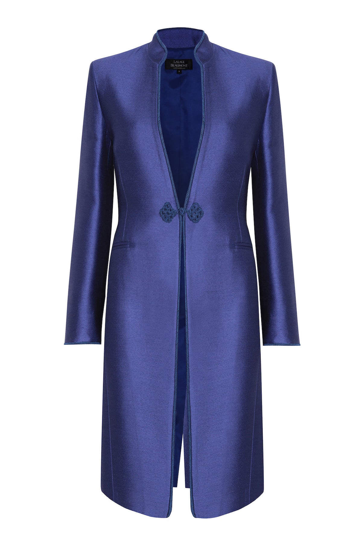 Purple Royal Dress Coat Plain Brocade Cord Trim Frogging Vicky