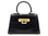 A black 'Croc' print Italian calf leather handbag with gold plated hardware and a top handle.