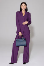 Paloma Trousers in Aubergine Wool Faille