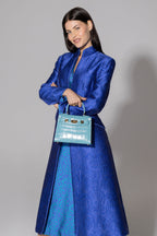 Emilia Dress in Sapphire/Emerald Jacquard Flower