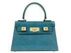 Lalage Beaumont Maya Mignon Galapagos teal with gold hardware