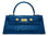 A cobalt blue 'Croc' print Italian calf leather handbag with gold plated hardware and a top handle.