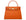 A large orange, natural grainy print Italian calf leather handbag with top handle, detachable strap and gold plated hardware.