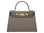 A large taupe coloured, natural grainy print Italian calf leather handbag with top handle, detachable strap and gold plated hardware.