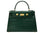 A large dark green ‘croc’ print Italian calf leather handbag with top handle, detachable strap and gold plated hardware