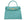 A large turquoise , ‘croc’ print Italian calf leather handbag with top handle, detachable strap and gold plated hardware.