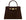 A large brown Italian leather, natural print handbag with gold hardware, a top handle with a detachable strap on a white background.