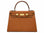 A large tan pebble print Italian calf leather handbag with top handle, detachable strap and gold plated hardware