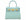 A medium-sized luxury Italian leather handbag in a soft aqua pale turquoise color with a grainy texture, featuring a top handle, a detachable shoulder strap and gold-plated hardware