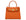 An orange luxury handbag with a top handle and gold-plated hardware, made of Italian calf leather.