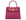 A bright pink, medium-sized, grainy print Italian calf leather handbag with gold-plated hardware, detachable strap and a top handle.