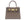A taupe colored, medium-sized handbag made from grainy print Italian calf leather, featuring gold-plated hardware and a top handle with a detachable shoulder strap.