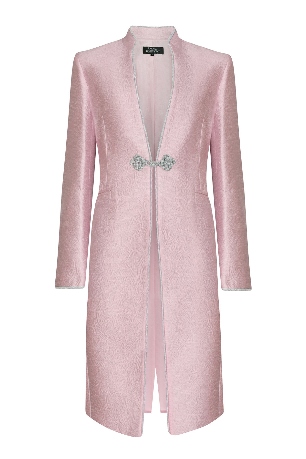 Pale Dress Coat Silk Brocade Cord Trim Frogging Vicky