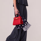 Large Spot Silk Scarf - Navy/White