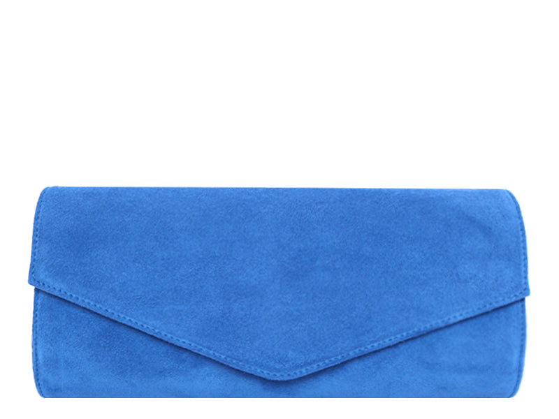 Clutch Handbag Suede Cobalt