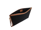 Large Pouch in Logo Jacquard Print - Black/Tan